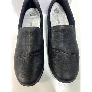 Clarks Cloudsteppers Black Leather Slip-On Shoes Women's 11M